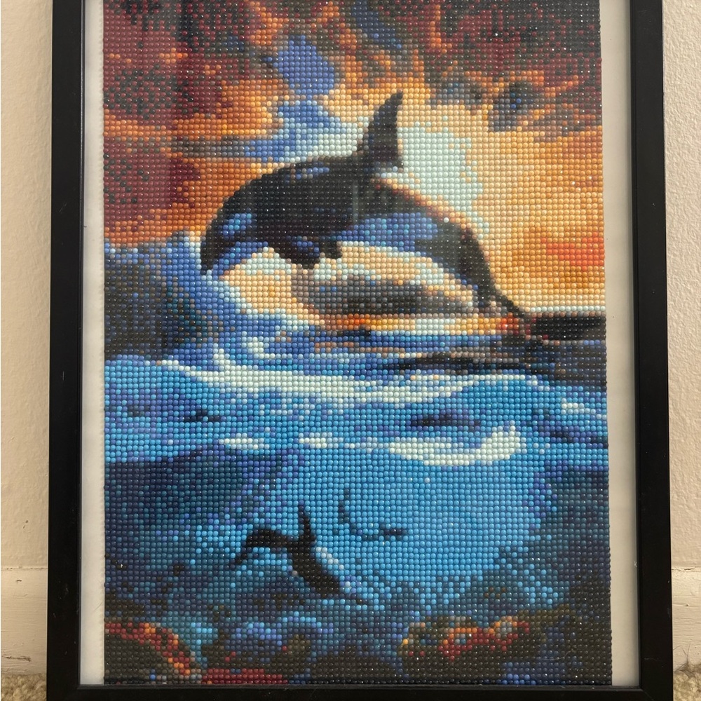 Blue and Orange Mixed diamond painting Art